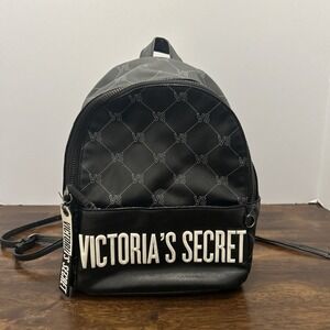 Victoria's Secret Black & White Monogram Small City Backpack